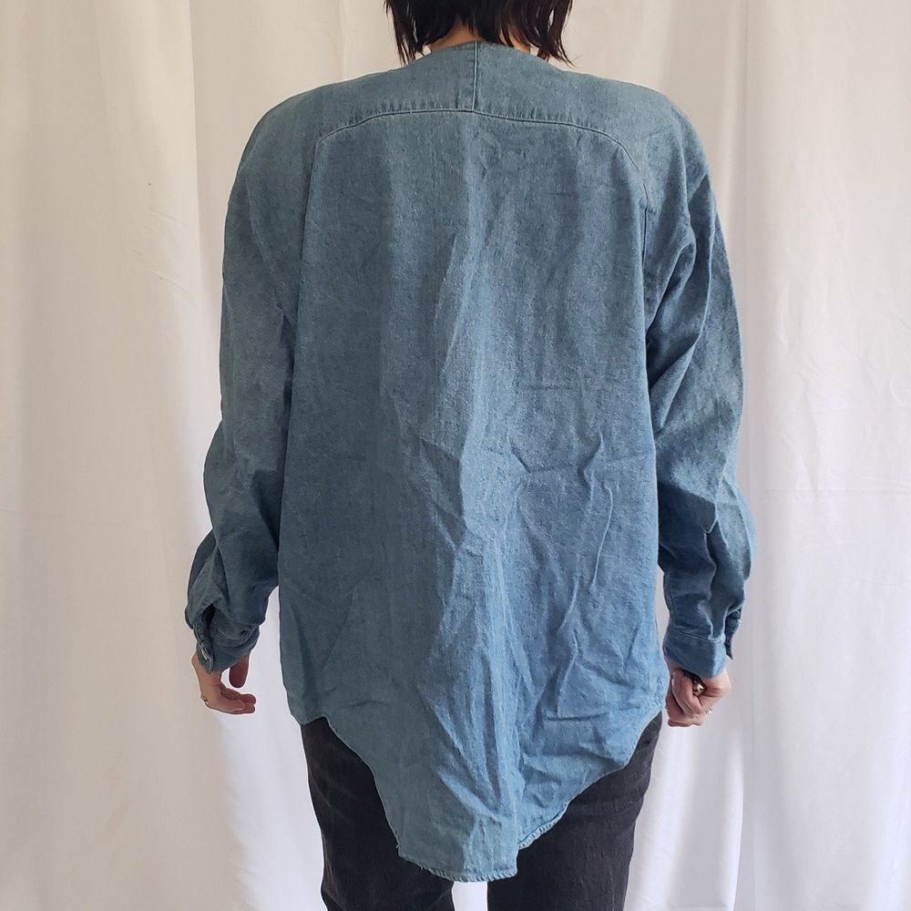 90s Saint Germain Bedazzled Denim Shirt - Picture 3 of 4